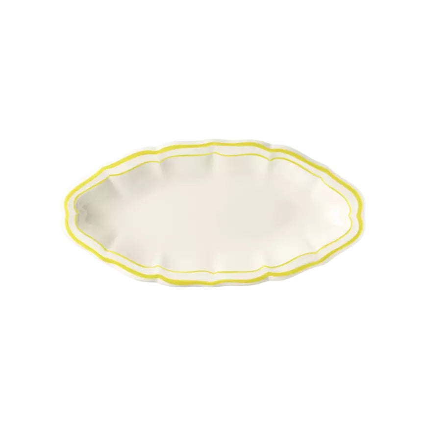 Gien Les Filets | Pickle Dish: Fine earthenware with hand-painted rim and smooth, glazed finish, ideal for serving condiments, olives, or small accompaniments | Tableware & Serveware / Serving Dishes & Platters | 2Jour Concierge, your luxury lifestyle shop