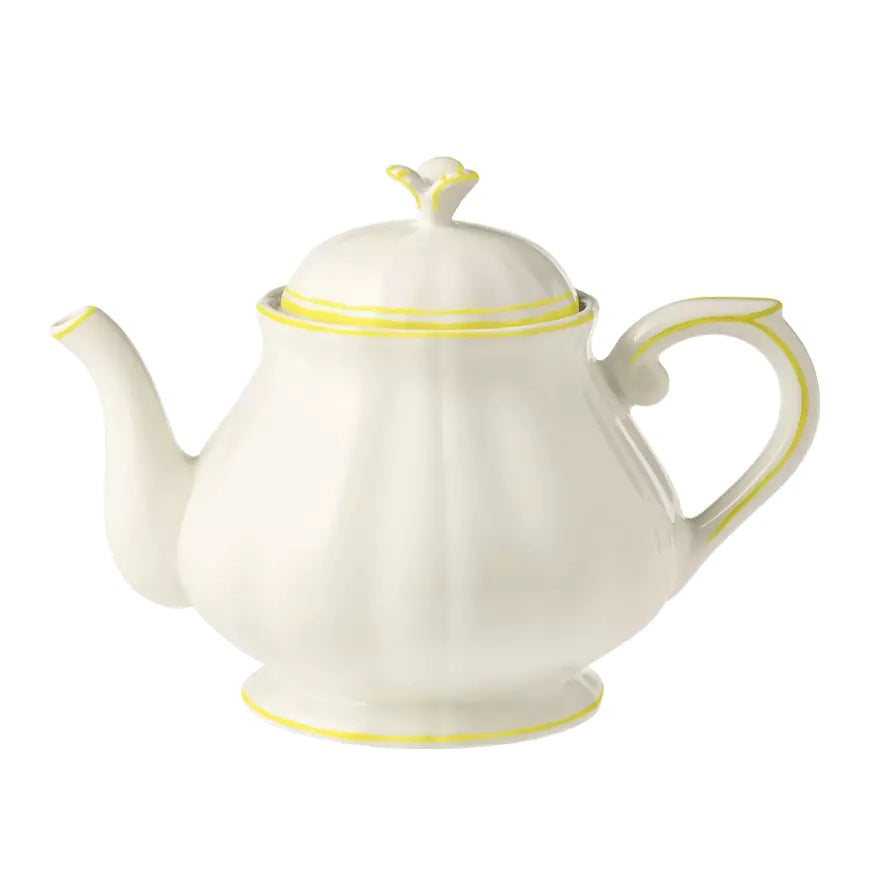Gien Pivoines Vertes | Teapot: Fine earthenware with hand-painted green floral motif and smooth, glazed finish, perfect for refined tea presentation | Tableware & Serveware / Tea & Coffee Pots | 2Jour Concierge, your luxury lifestyle shop