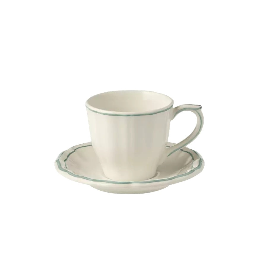 Gien Les Filets | US Tea Cup & Saucer: Fine earthenware with hand-painted rim and smooth, glazed finish, ideal for casual or formal tea moments | Tableware & Serveware / Cups & Mugs | 2Jour Concierge, your luxury lifestyle shop