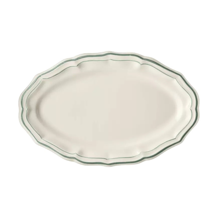 Gien Les Filets | Oval Platter: Fine earthenware with hand-painted rim and smooth, glazed finish, perfect for serving meats, vegetables, or composed dishes | Tableware & Serveware / Serving Dishes & Platters | 2Jour Concierge, your luxury lifestyle shop