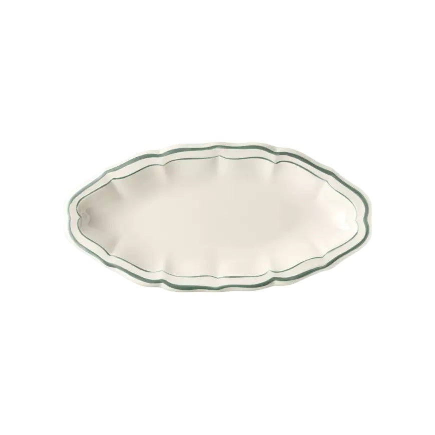 Gien Les Filets | Pickle Dish: Fine earthenware with hand-painted rim and smooth, glazed finish, ideal for serving condiments, olives, or small accompaniments | Tableware & Serveware / Serving Dishes & Platters | 2Jour Concierge, your luxury lifestyle shop