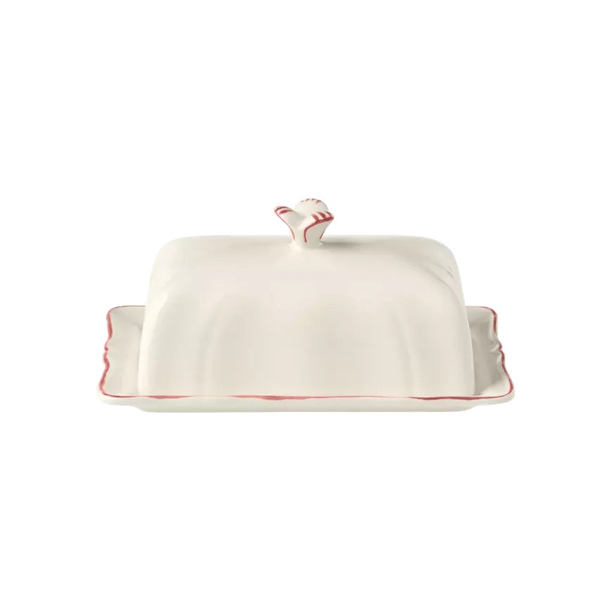 Gien Les Filets | Butter Dish: Fine earthenware with hand-painted rim and smooth, glazed finish, perfect for serving and storing butter in elegant style | Tableware & Serveware / Butter Dishes | 2Jour Concierge, your luxury lifestyle shop