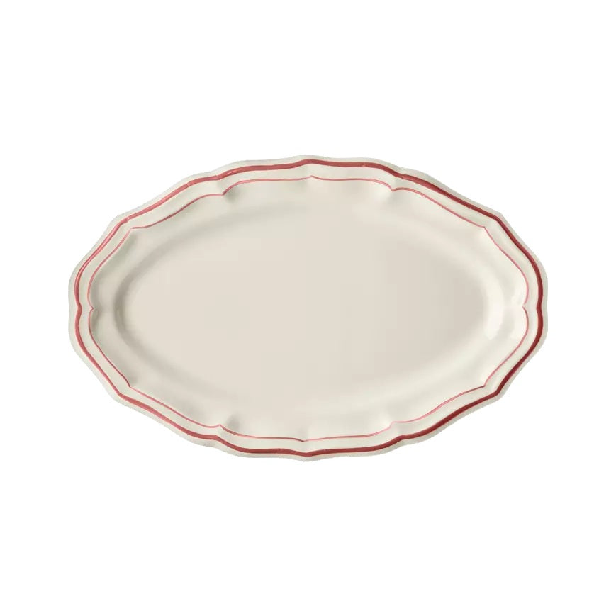 Gien Les Filets | Oval Platter: Fine earthenware with hand-painted rim and smooth, glazed finish, perfect for serving meats, vegetables, or composed dishes | Tableware & Serveware / Serving Dishes & Platters | 2Jour Concierge, your luxury lifestyle shop