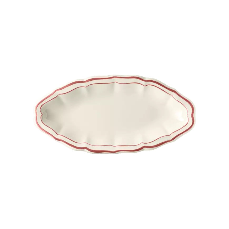 Gien Les Filets | Pickle Dish: Fine earthenware with hand-painted rim and smooth, glazed finish, ideal for serving condiments, olives, or small accompaniments | Tableware & Serveware / Serving Dishes & Platters | 2Jour Concierge, your luxury lifestyle shop