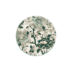 Pivoines Vertes Earthenware Dessert Plate with Hand-Painted Green Floral Motif