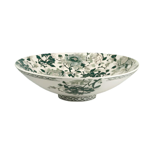Gien Pivoines Vertes | Trevise Bowl: Fine earthenware with hand-painted green floral motif and smooth, glazed finish, perfect as a centerpiece or for serving fruit and salads | Tableware & Serveware / Bowls & Centerpieces | 2Jour Concierge, your luxury lifestyle shop