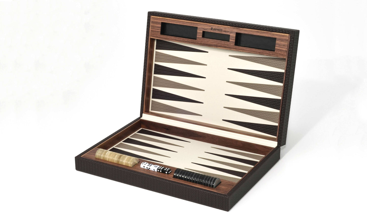 Leather-Covered Walnut Wood Backgammon Game Set