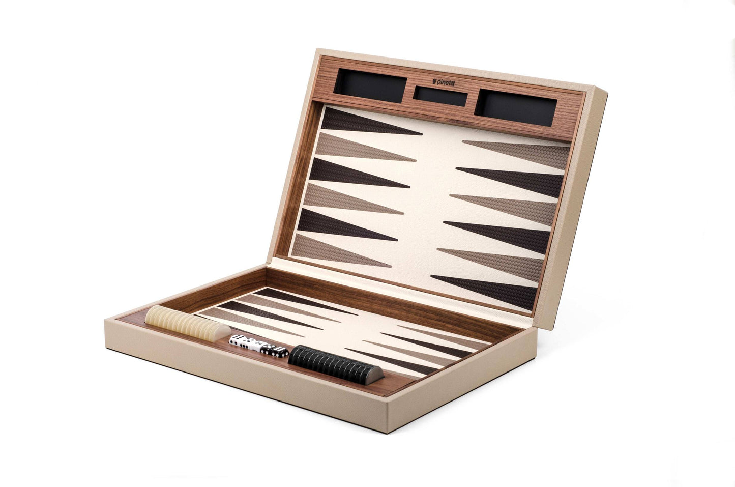 Leather-Covered Walnut Wood Backgammon Game Set