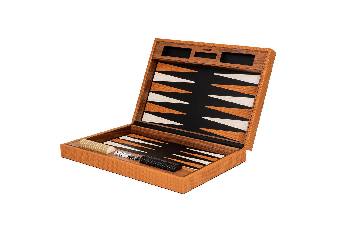 Leather-Covered Walnut Wood Backgammon Game Set