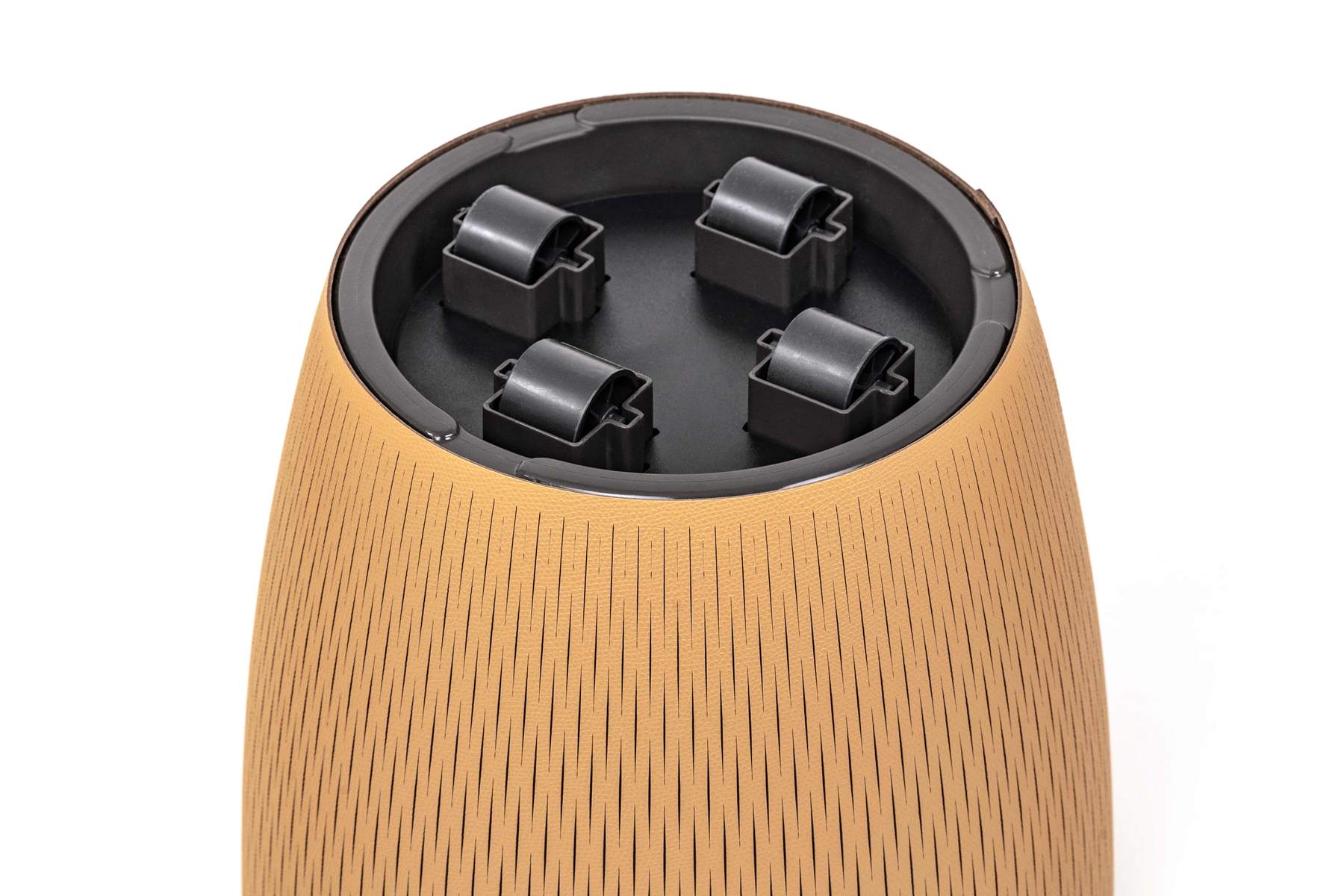 Pinetti Silvy Plastic Flower Pot With Removable Regenerated Leather Cover | Plastic structure with removable leather cover | Available in six different dimensions, with the three larger sizes featuring wheels for easy mobility | Explore Luxury Lifestyle Accessories at 2Jour Concierge, #1 luxury high-end gift & lifestyle shop