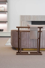Chelsea Walnut Wood Folding Blanket Stand with Removable Leather Pocket