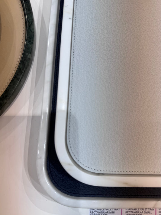Polo Marmo Stackable Marble Valet Tray with Leather Insert Round Small