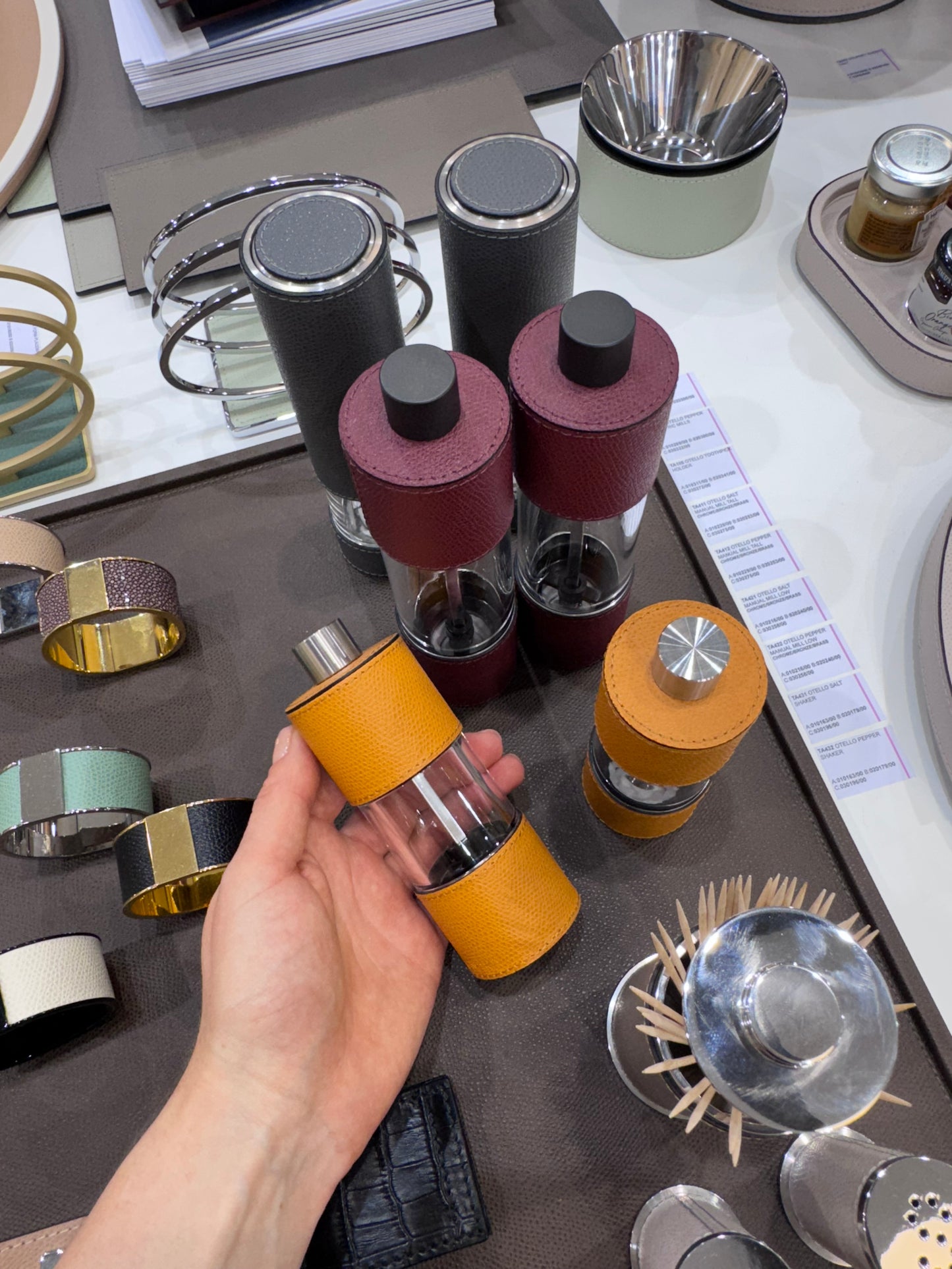 Lyon Electric Leather-Covered Pepper Mill