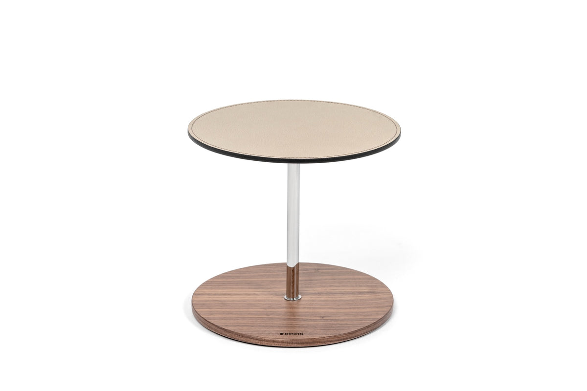 Adamante Walnut Wood Table Stand With Leather Inserts