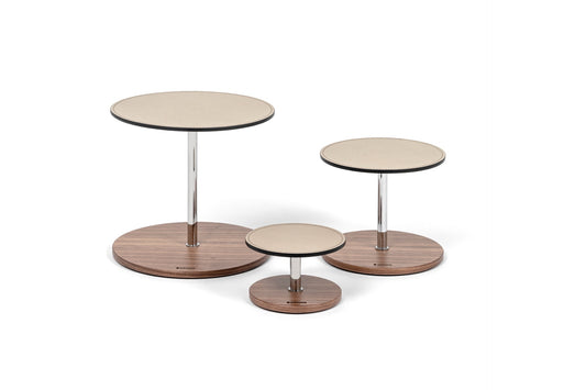 Adamante Walnut Wood Table Stand With Leather Inserts
