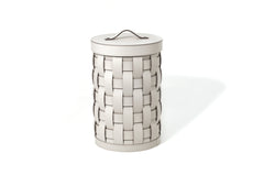 Demetra Handwoven Regenerated Leather Handwoven Wasterpaper Bin w Removable Plastic Inner Bin