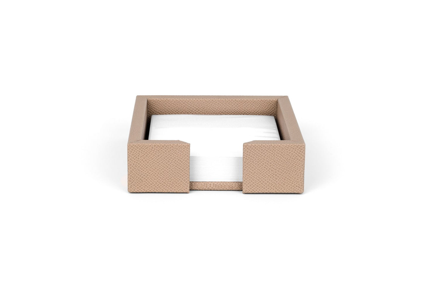 Pinetti Firenze Leather-Covered Wood Notes Holder | Notes holder with included block of white paper | Wood structure covered in leather | Part of Firenze Desk set | Discover Luxury Lifestyle Accessories at 2Jour Concierge, #1 luxury high-end gift & lifestyle shop