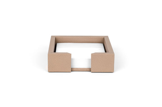 Pinetti Firenze Leather-Covered Wood Notes Holder | Notes holder with included block of white paper | Wood structure covered in leather | Part of Firenze Desk set | Discover Luxury Lifestyle Accessories at 2Jour Concierge, #1 luxury high-end gift & lifestyle shop
