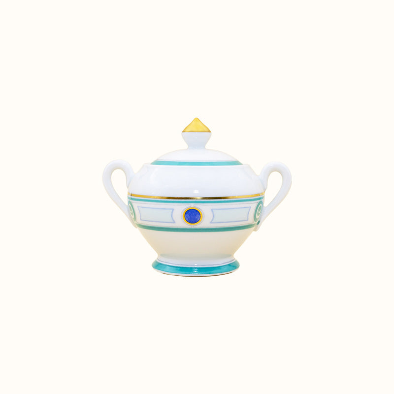 Robert Haviland & C. Parlon Grand Parc | Sugar Bowl: Fine Limoges porcelain with turquoise scroll motif and smooth, glazed finish, ideal for refined sugar service at tea or coffee | Tableware & Serveware / Sugar Bowls | 2Jour Concierge, your luxury lifestyle shop