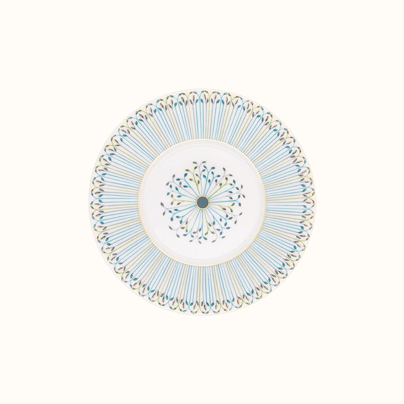 Robert Haviland & C. Parlon Jardin de Louise | Dessert Plate: Fine Limoges porcelain with central blue fan motif and smooth, glazed finish, perfect for serving desserts with delicate elegance | Tableware & Serveware / Plates | 2Jour Concierge, your luxury lifestyle shop