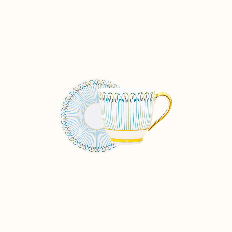 Robert Haviland & C. Parlon Jardin de Louise | Coffee Cup & Saucer: Fine Limoges porcelain with fan motif and smooth, glazed finish, perfect for a refined espresso or café noir | Tableware & Serveware / Cups & Mugs | 2Jour Concierge, your luxury lifestyle shop