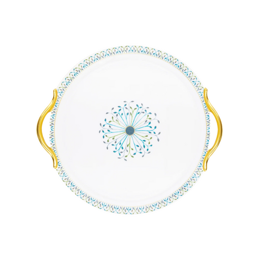 Robert Haviland & C. Parlon Jardin de Louise | Round Cake Dish: Fine Limoges porcelain with fan motif and smooth, glazed finish, ideal for serving whole cakes or pastries with elegance | Tableware & Serveware / Serving Dishes | 2Jour Concierge, your luxury lifestyle shop