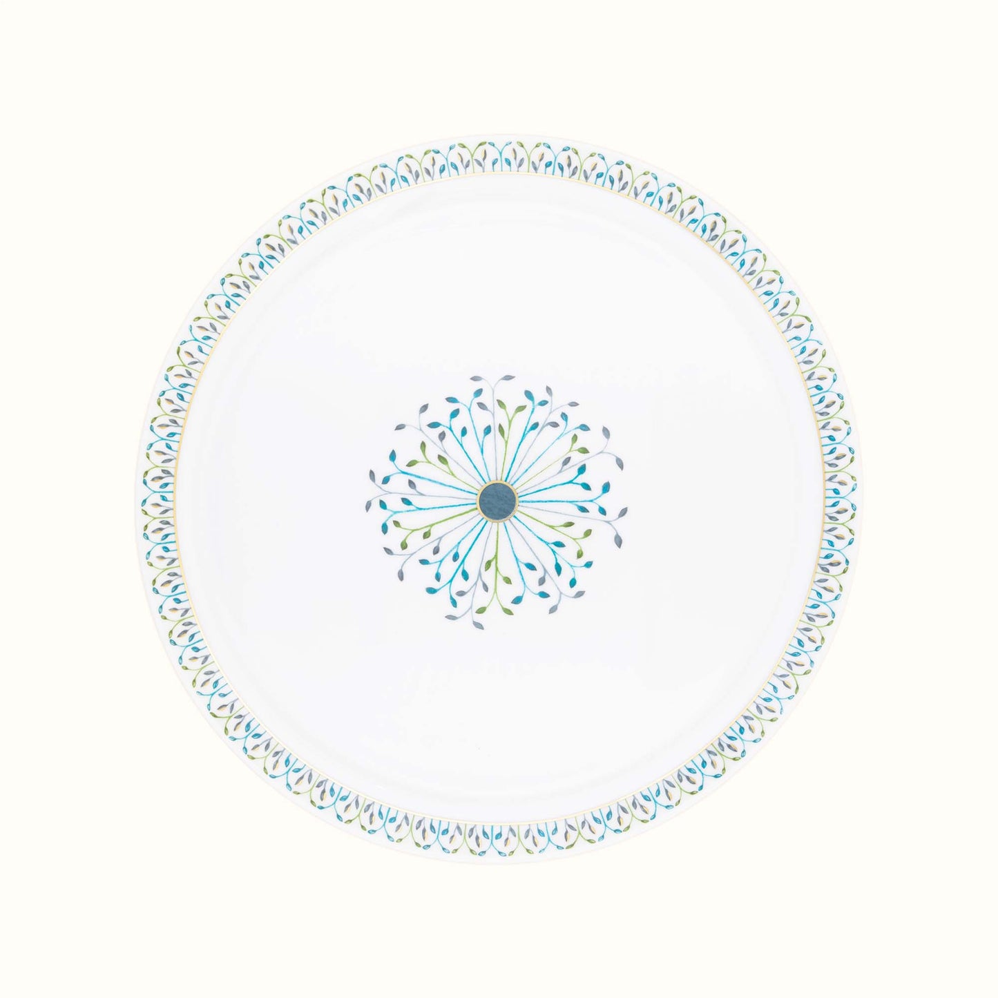 Robert Haviland & C. Parlon Jardin de Louise | Round Tart Dish: Fine Limoges porcelain with central fan motif and smooth, glazed finish, ideal for presenting tarts and open pastries | Tableware & Serveware / Serving Dishes | 2Jour Concierge, your luxury lifestyle shop