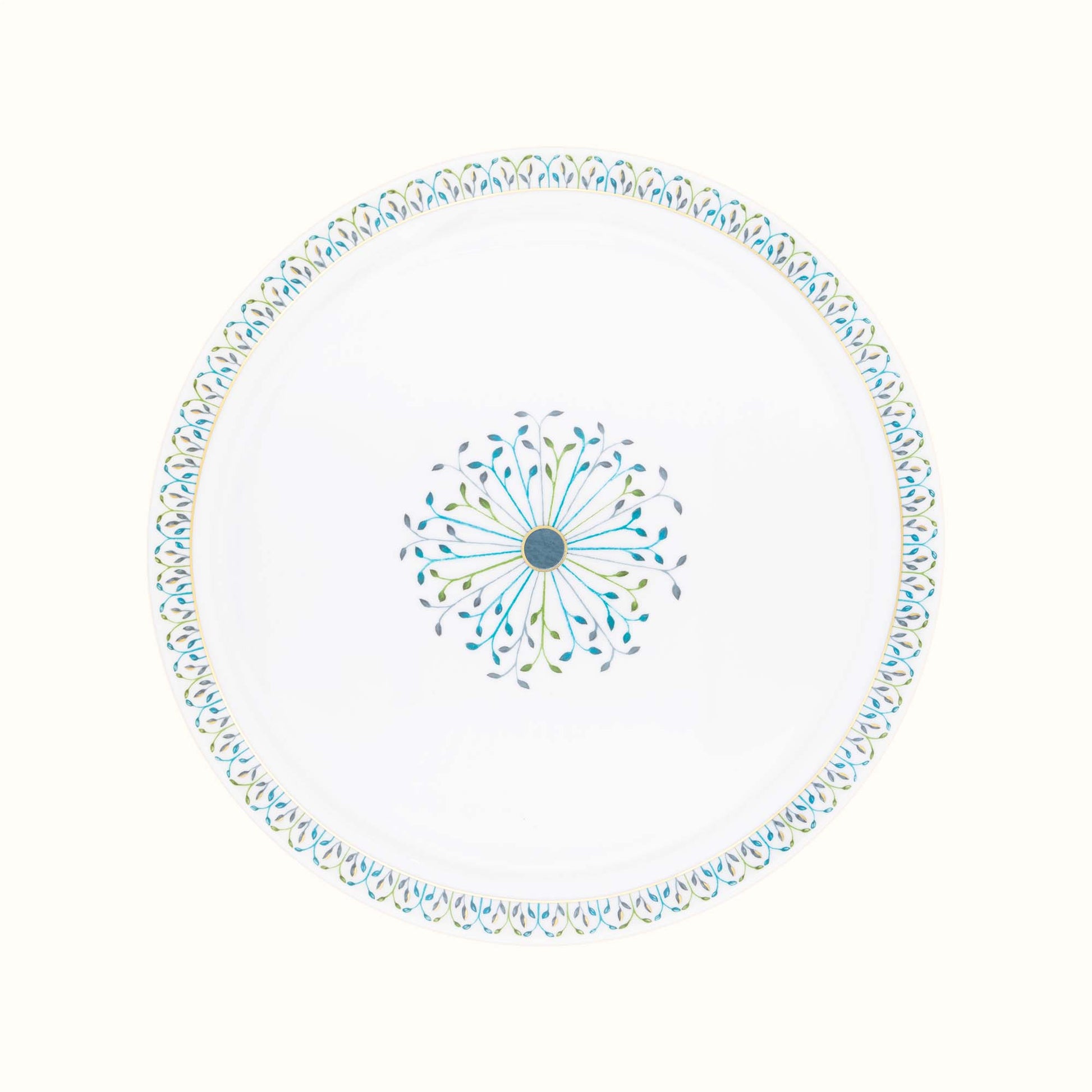 Robert Haviland & C. Parlon Jardin de Louise | Round Tart Dish: Fine Limoges porcelain with central fan motif and smooth, glazed finish, ideal for presenting tarts and open pastries | Tableware & Serveware / Serving Dishes | 2Jour Concierge, your luxury lifestyle shop