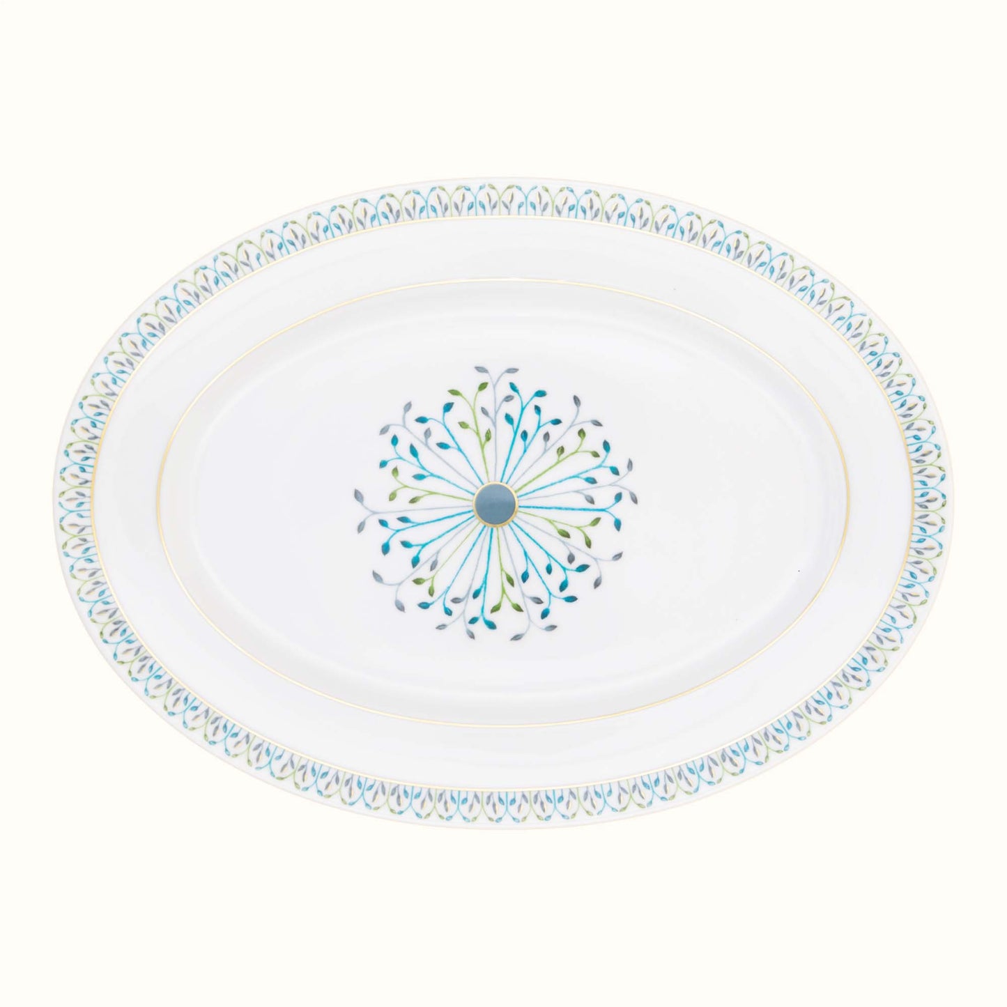 Robert Haviland & C. Parlon Jardin de Louise | Oval Platter (Large): Fine Limoges porcelain with central fan motif and smooth, glazed finish, ideal for grand table presentations or buffet service | Tableware & Serveware / Serving Dishes | 2Jour Concierge, your luxury lifestyle shop