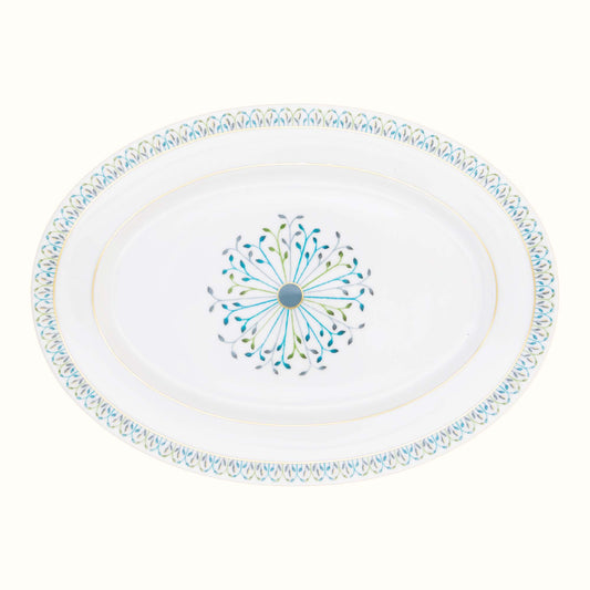 Robert Haviland & C. Parlon Jardin de Louise | Oval Platter (Large): Fine Limoges porcelain with central fan motif and smooth, glazed finish, ideal for grand table presentations or buffet service | Tableware & Serveware / Serving Dishes | 2Jour Concierge, your luxury lifestyle shop