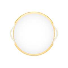Malmaison Limoges Porcelain Round Cake Dish with Handle, Gold