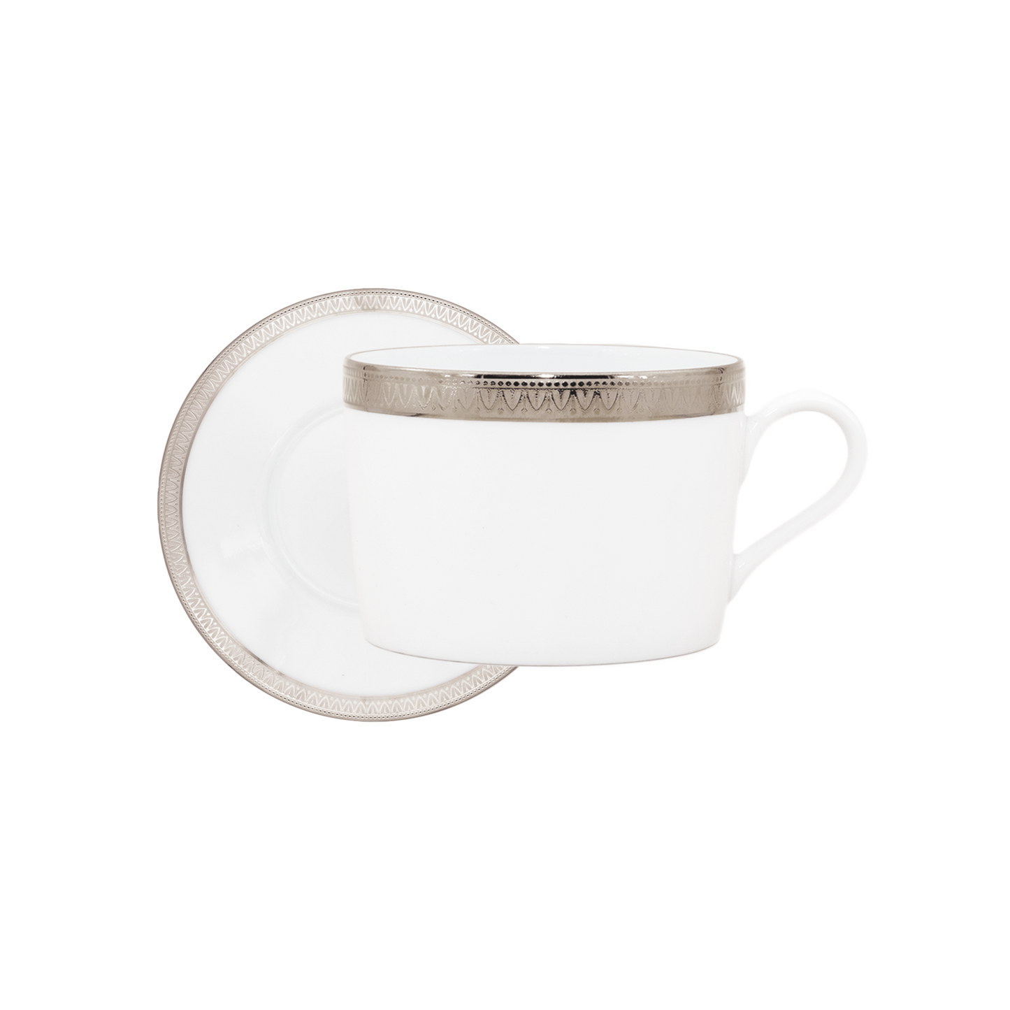 Haviland Parlon Malmaison | Breakfast Cup & Saucer: Fine Limoges porcelain with decorative border motif and smooth, glazed finish, perfect for morning tea, coffee, or hot chocolate | Tableware & Serveware / Cups & Mugs | 2Jour Concierge, your luxury lifestyle shop
