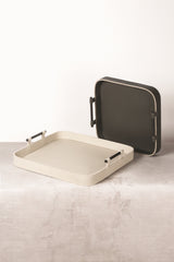 Portofino Square Saddle Leather Tray with Bronze Handles