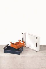 Sorrento Saddle Leather Tray with Palisander Handles