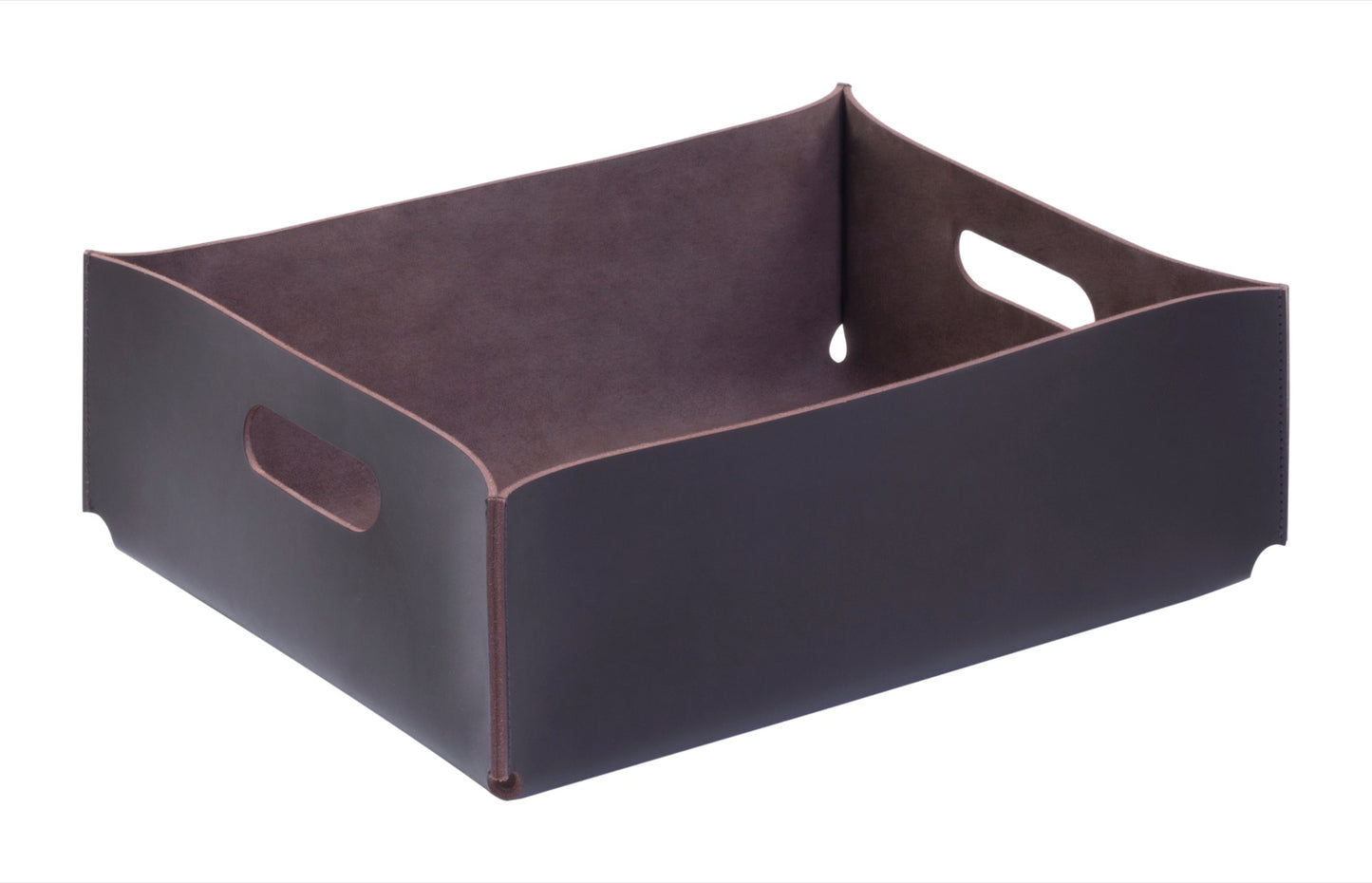 Amsterdam Klassischer, niedriger Aufbewahrungskorb aus Sattelleder mit Griffen