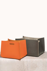 Amsterdam Classic Saddle Leather Storage Basket With Handles
