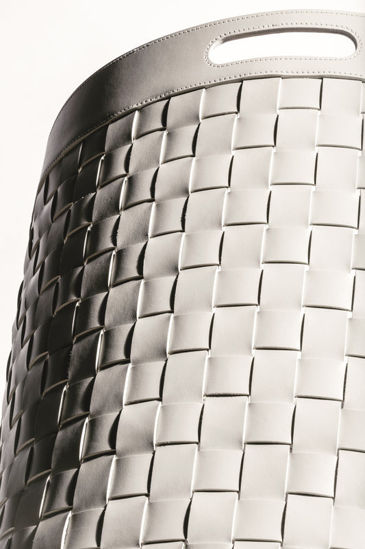Rabitti 1969 Verona Tower Woven Saddle Leather Storage Basket | Elegant and Functional Storage Solution | Crafted with High-Quality Saddle Leather | Handles for Convenient Use | Explore a Range of Luxury Home Accessories at 2Jour Concierge, #1 luxury high-end gift & lifestyle shop