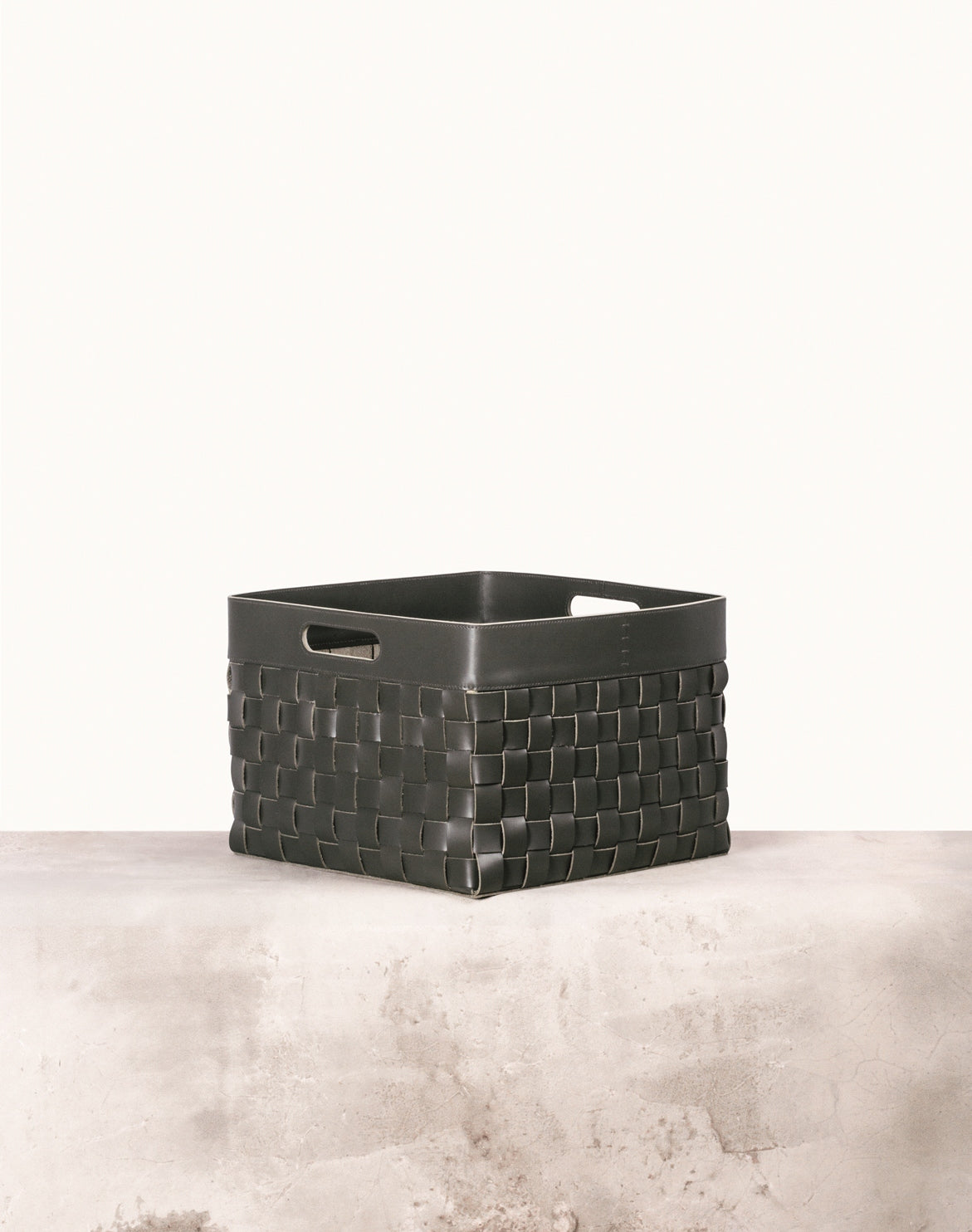Rabitti 1969 Verona Square Woven Saddle Leather Storage Basket | Elegant and Functional Storage Solution | Crafted with High-Quality Saddle Leather | Handles for Convenient Use | Explore a Range of Luxury Home Accessories at 2Jour Concierge, #1 luxury high-end gift & lifestyle shop