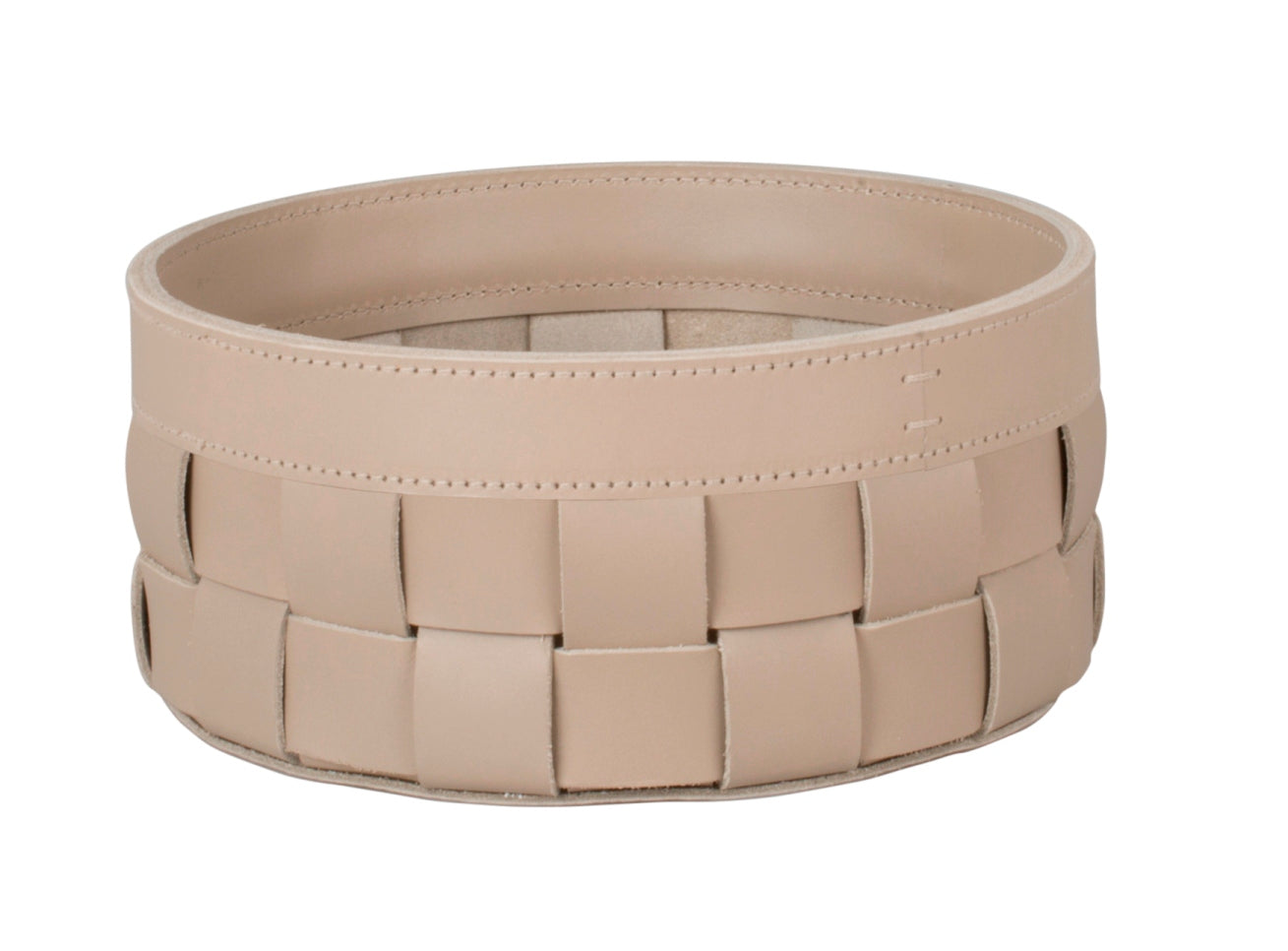 Rabitti 1969 Mondina Round Woven Saddle Leather Storage Basket (Tall) | Elegant and Functional Storage Solution | Crafted with High-Quality Saddle Leather | Explore a Range of Luxury Home Accessories at 2Jour Concierge, #1 luxury high-end gift & lifestyle shop
