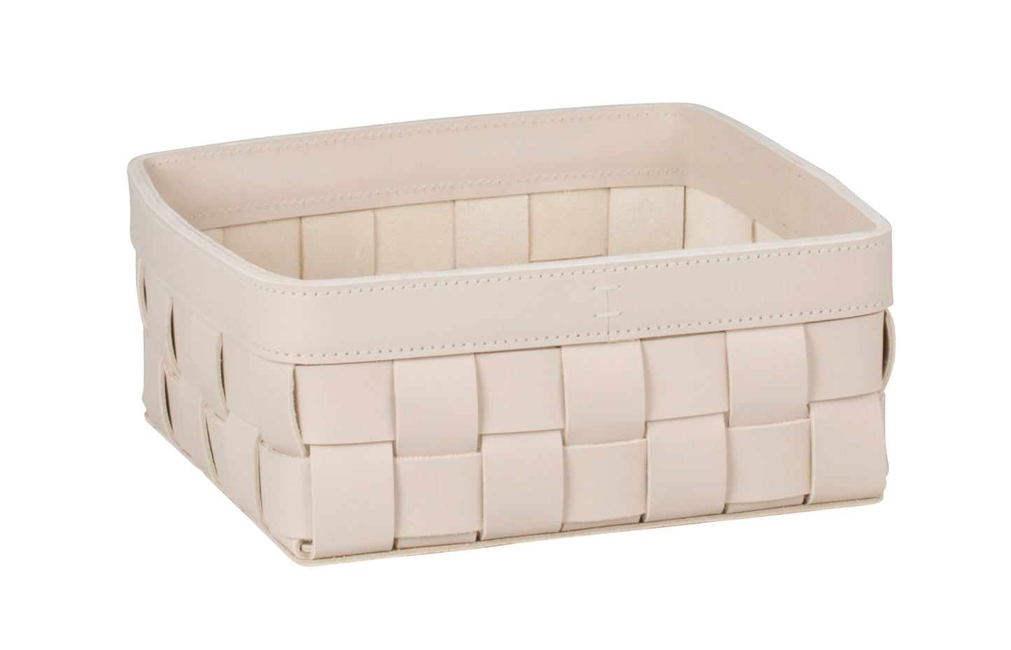 Mondina Square Woven Saddle Leather Storage Basket (low)