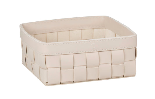 Mondina Square Woven Saddle Leather Storage Basket (low)