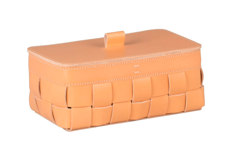 Rabitti 1969 Mondina Rectangular Woven Saddle Leather Storage Basket | Elegant and Functional Storage Solution | Crafted with High-Quality Saddle Leather | Explore a Range of Luxury Home Accessories at 2Jour Concierge, #1 luxury high-end gift & lifestyle shop
