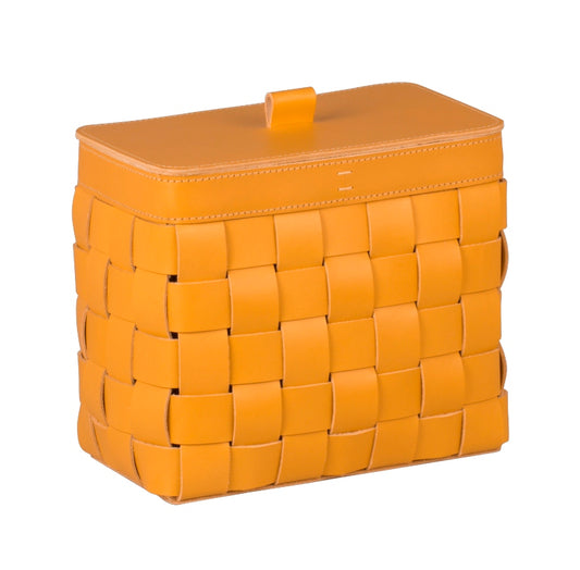 Mondina Rectangular Woven Saddle Leather Storage Basket (tall)