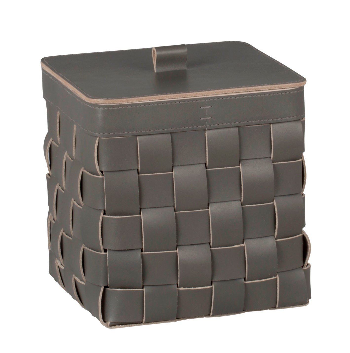 Rabitti 1969 Mondina Square Woven Saddle Leather Storage Basket (Tall) | Elegant and Functional Storage Solution | Crafted with High-Quality Saddle Leather | Explore a Range of Luxury Home Accessories at 2Jour Concierge, #1 luxury high-end gift & lifestyle shop