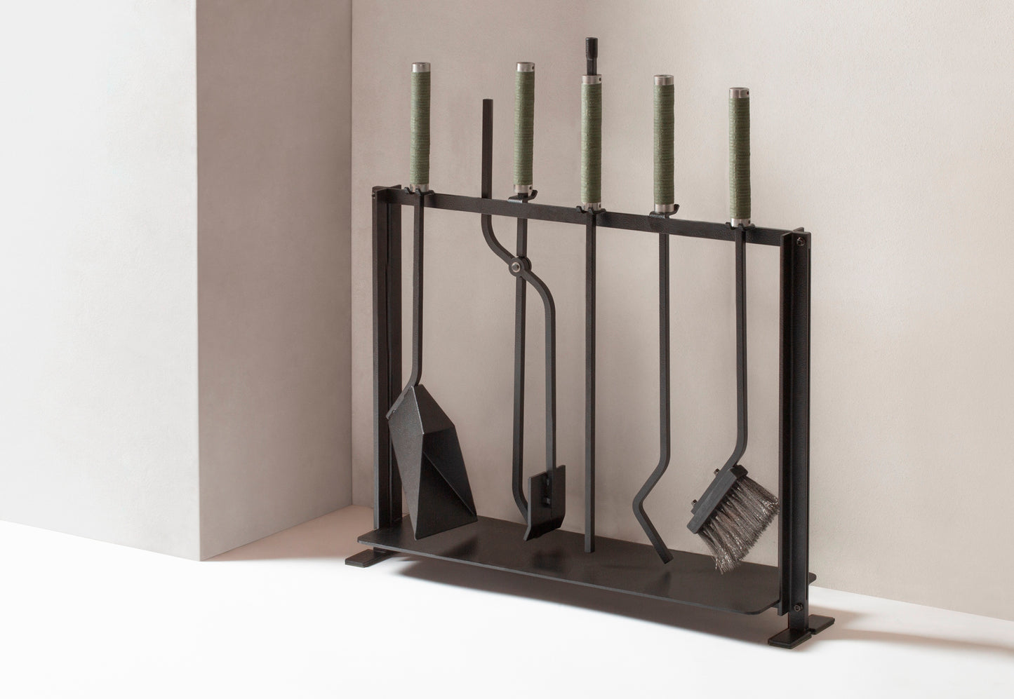 Rabitti 1969 Megève Metal Fireplace Tool Set with Leather Grips | Elegant Fireplace Accessories, Refined Metalwork & Stylish Leather Detailing | 2Jour Concierge, #1 luxury high-end gift & lifestyle shop