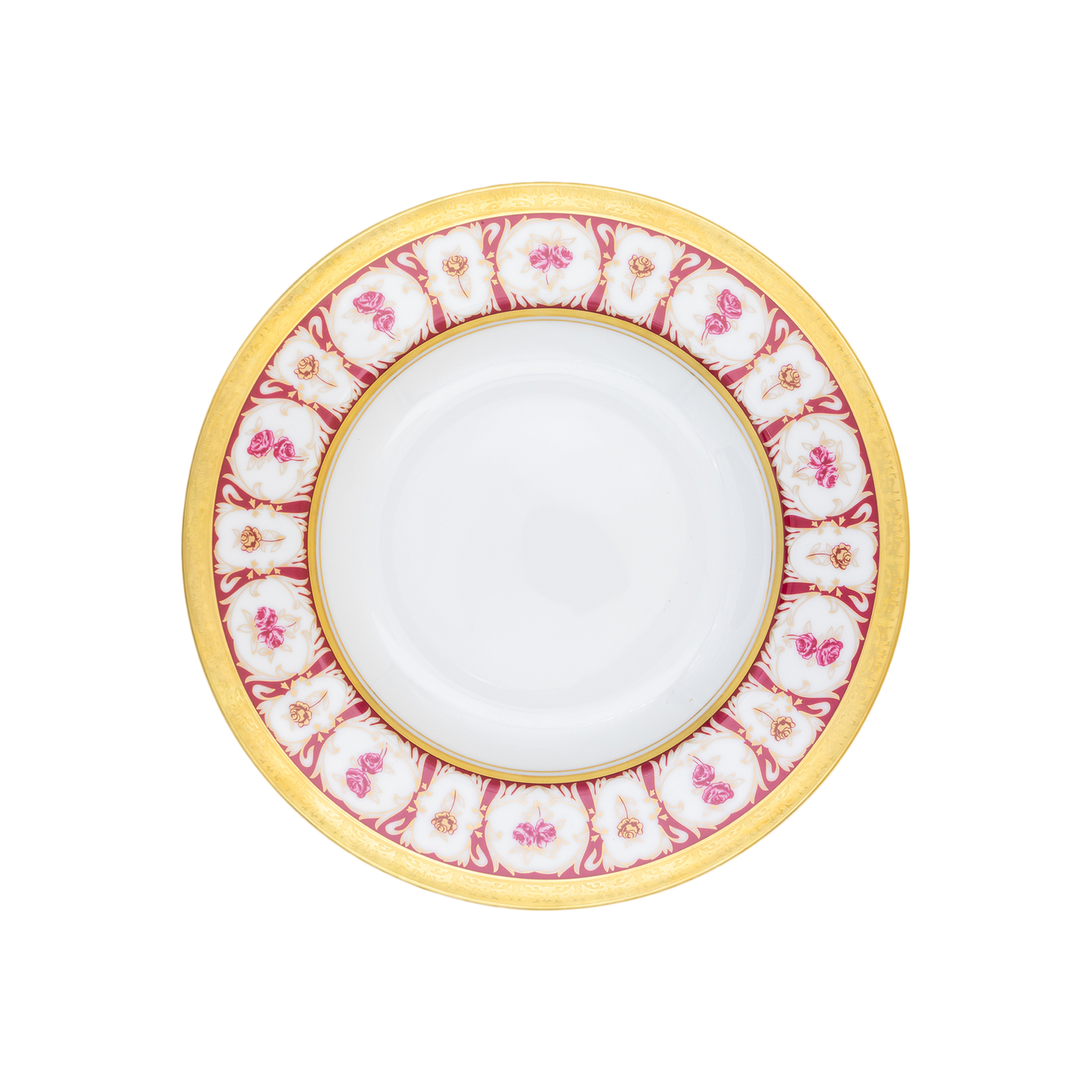 Haviland Parlon Roses d’Or | Rim Soup Plate: Fine Limoges porcelain with floral and scroll motif and smooth, glazed finish, ideal for serving soups, veloutés, or first courses with refined presentation | Tableware & Serveware / Soup Plates | 2Jour Concierge, your luxury lifestyle shop