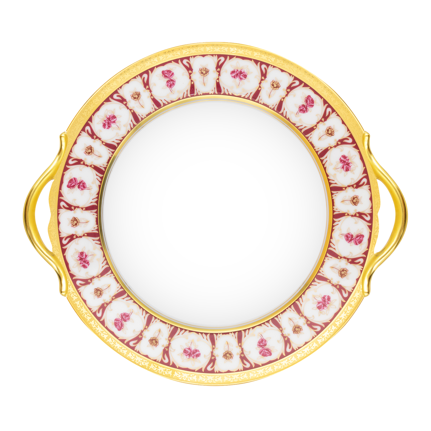 Haviland Parlon Roses d’Or | Round Cake Dish: Fine Limoges porcelain with floral and scroll motif and smooth, glazed finish, ideal for serving cakes, pastries, or tarts with elegance | Tableware & Serveware / Serving Dishes | 2Jour Concierge, your luxury lifestyle shop