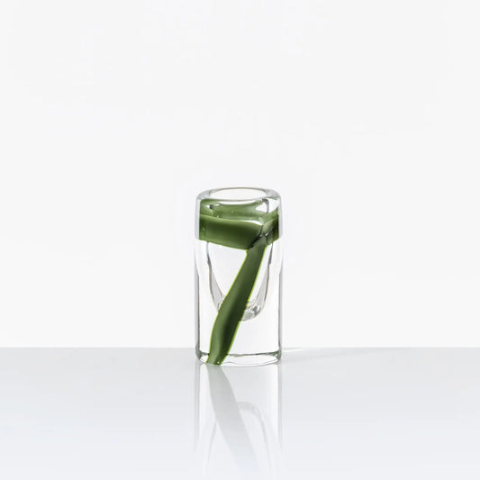 Cilindro Murano Glass Vase by Venini | New color variations featuring transparent bands in Tea or Green Apple-Milk White, creating an elegant contrast with crystal clear glass | Tea color version adorned with glazed Gold decorations | Designer: Peter Marino | Limited edition of 349 art works | Available in heights of 14 and 40 centimeters | Home Decor Vases | 2Jour Concierge, your luxury lifestyle shop