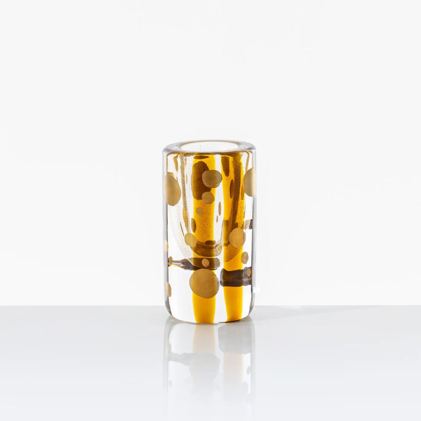 Cilindro Murano Glass Vase Tea with Gold Leaf