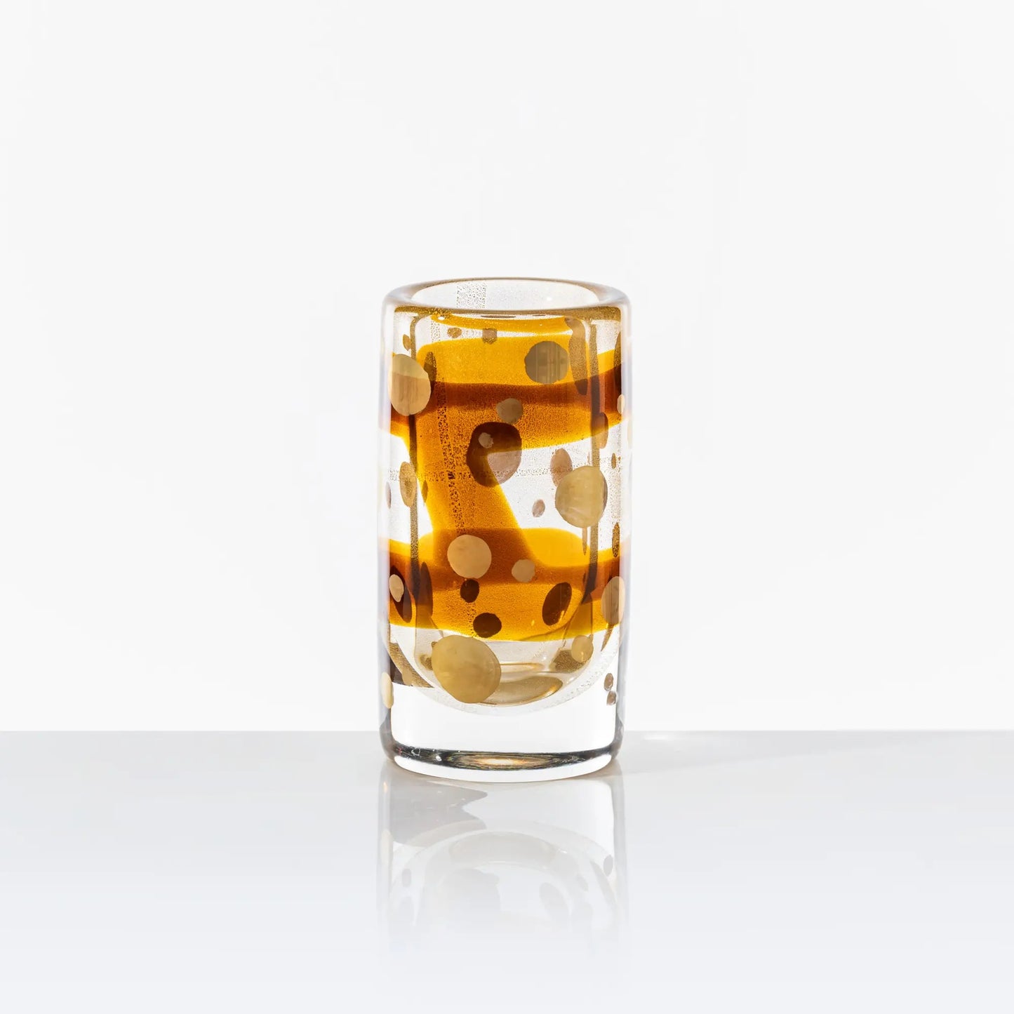 Cilindro Murano Glass Vase Tea with Gold Leaf